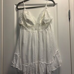 NWT White Lace Trimmed Dress size Large